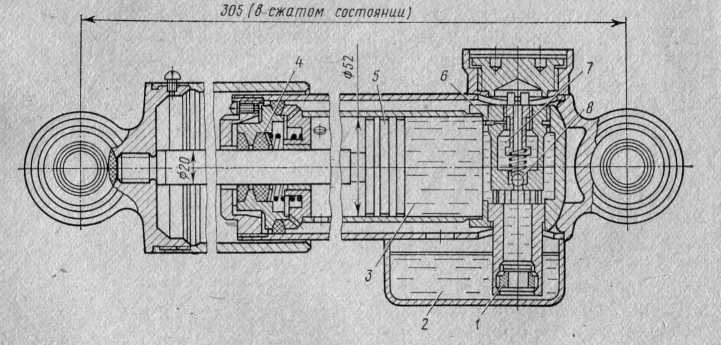 Рис. 26. Горизонтальный гидравлический гаситель колебаний