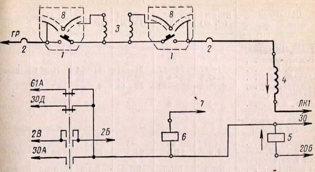 Рис. 46. Электрическая схема быстродействующего выключателя БВП-5М: