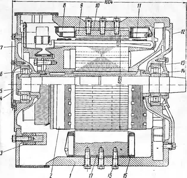 Рис. 22. продольный разрез двигателя ДК-106Б