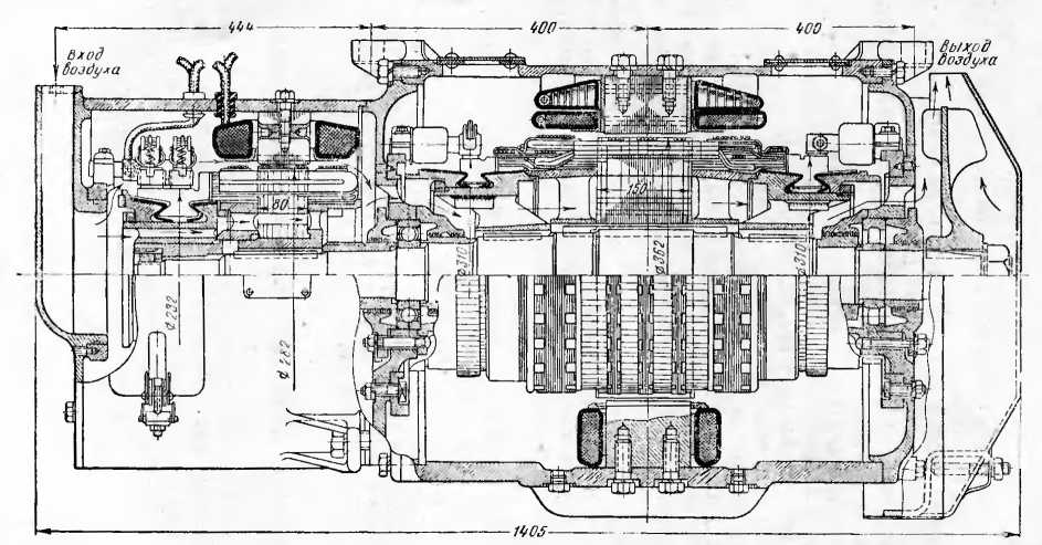 Рис. 30. Продольный разрез динамотора-генератора ДК-604Б