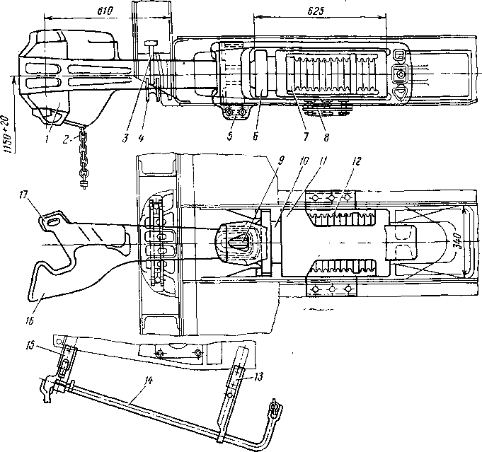 Рис. 49. Автосцепка СА-3 с поглощающим аппаратом: