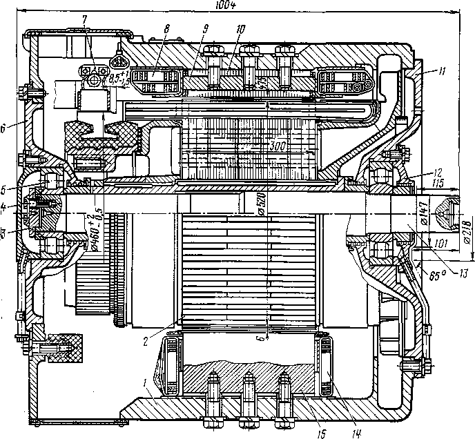 Рис. 52. Продольный разрез двигателя УРТ-110Б: