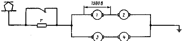 Рис. 158. Схема последовательно-параллельного соединения тяговых двигателей