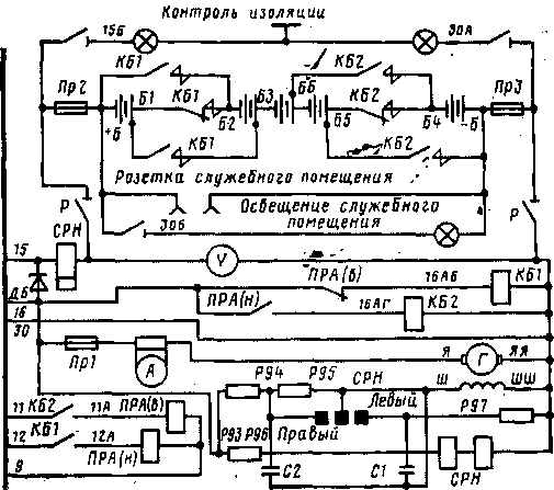 Рис. 180. Схема цепей генератора управления электропоезда ЭР2 с № 1028 до 1101