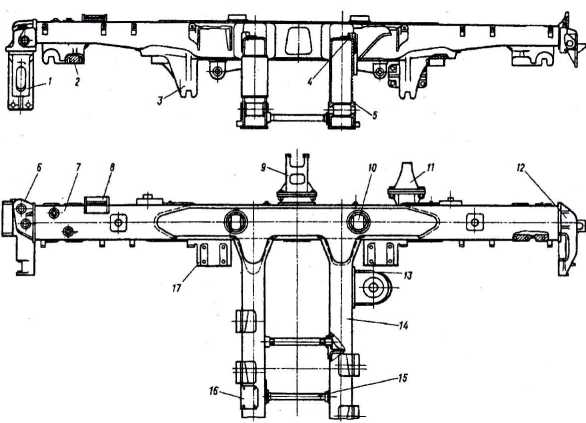 Рис. 1.35. Рама тележки моторного вагона электропоездов ЭР2Т, ЭД2Т: