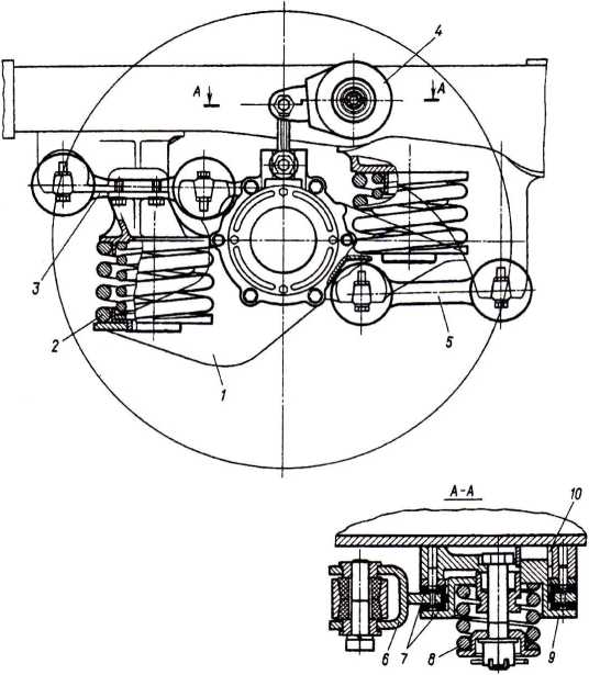Рис. 1.37. Надбуксовое рессорное подвешивание тележки моторного вагона электропоезда ЭР2Т:
