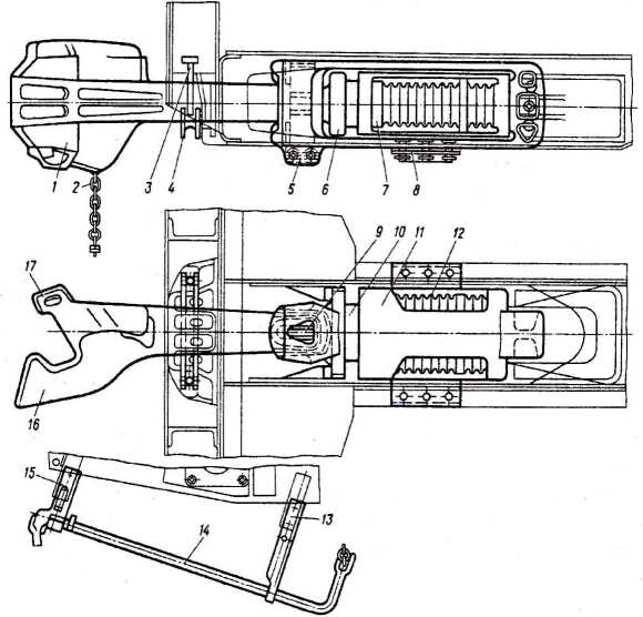 Рис. 1.64. Автосцепка СА-3 и поглощающий аппарат Р-2П: