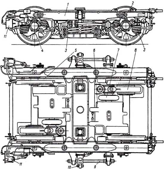 Рис. 1.32. Тележка моторного вагона электропоезда ЭР2Т: