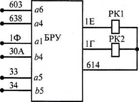 Рис. 4.27. Включение блока реле ускорения БРУ в цепь управления
