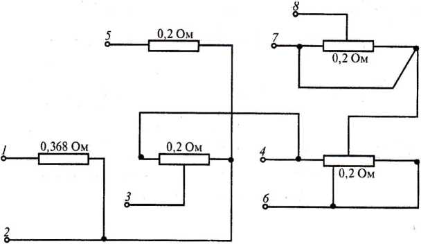 Рис. 5.30. Схема соединений резисторов ослабления возбуждения РОВ-40
