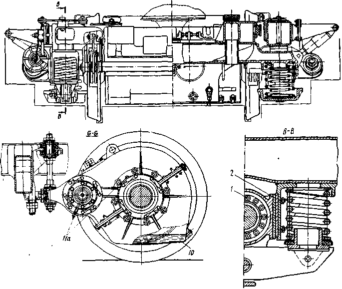 Рис. 93. Тележка и ее узлы (к карте смазки)