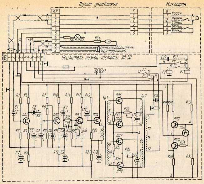 Рис. 141. Принципиальная схема усилителя типа УП-50